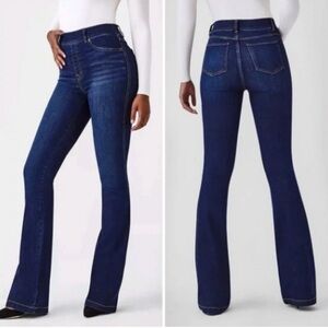 SPANX Blue Flare Wide Leg High Waisted Pull-On Jeans with Stretch
